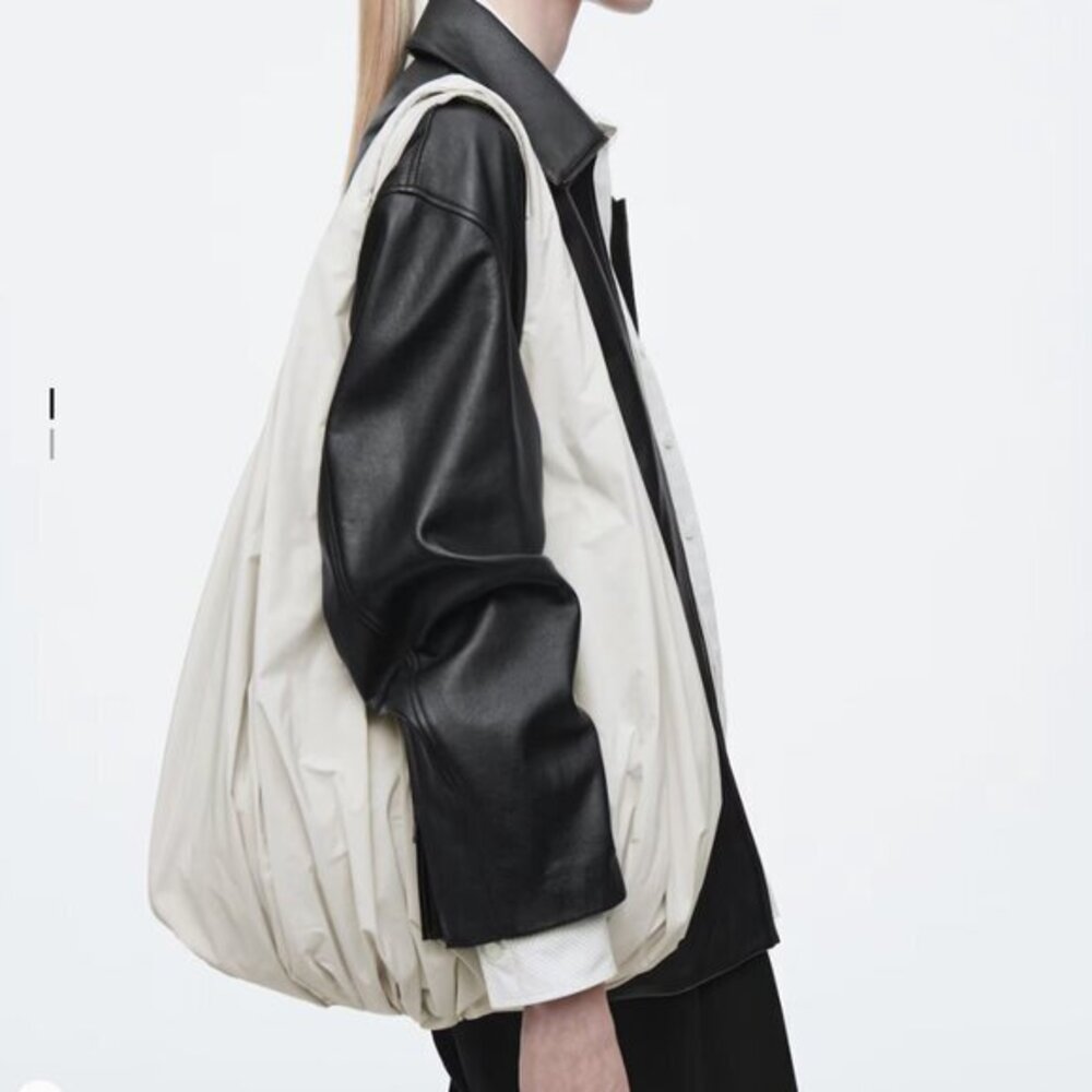 Oversized Cream Tote Bag - Minimal Women’s Shoulder Bag